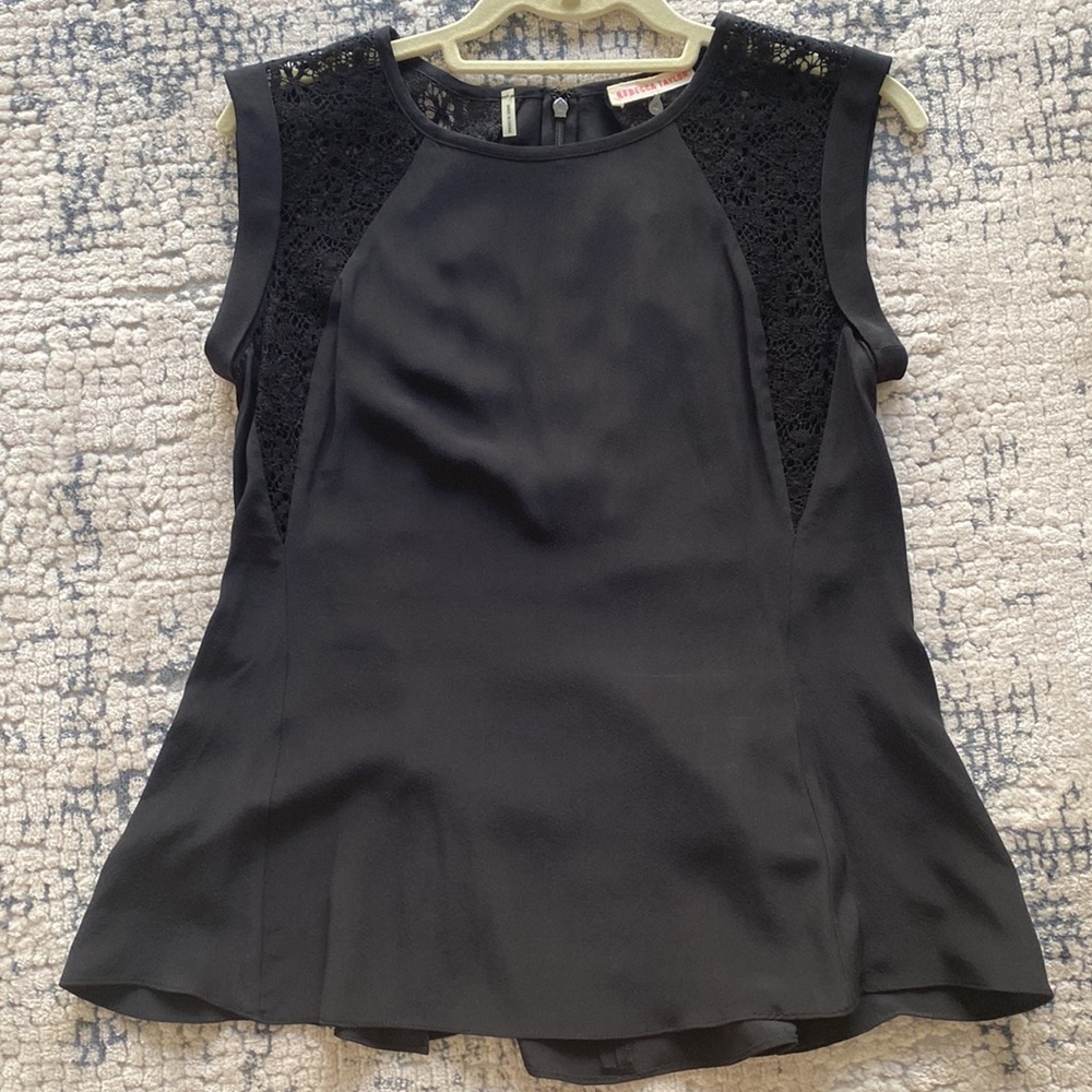 Rebecca Taylor size 4 black silk/cotton crochet top